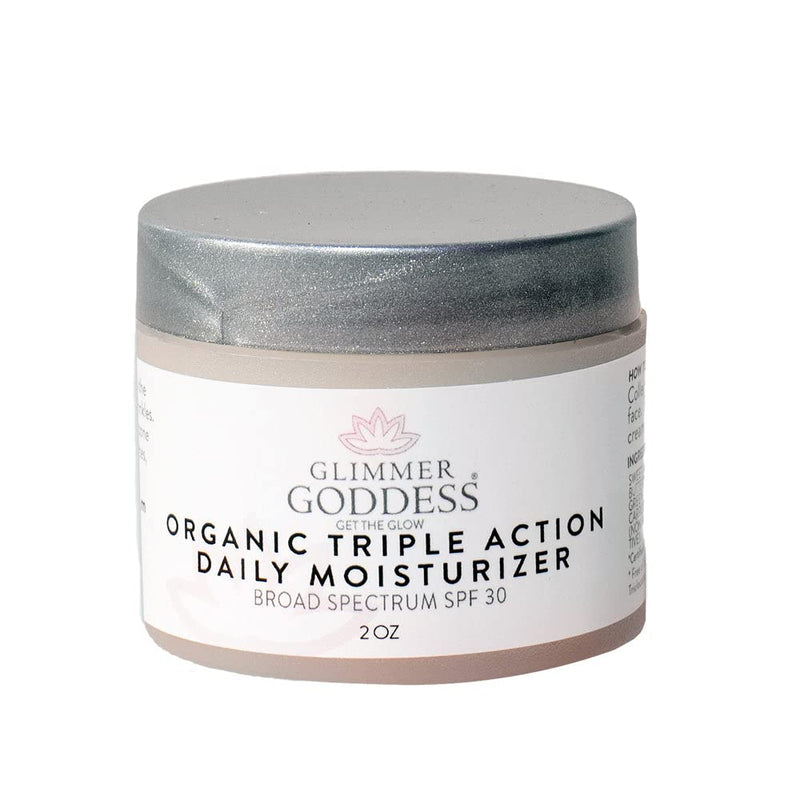 GLIMMER GODDESS Organic Daily Face Cream With Green Tea, Lemon Scent, Moistur... - Beauty and Blossom