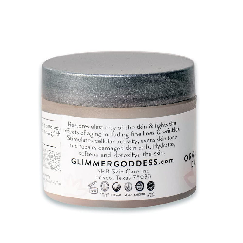 GLIMMER GODDESS Organic Daily Face Cream With Green Tea, Lemon Scent, Moistur... - Beauty and Blossom