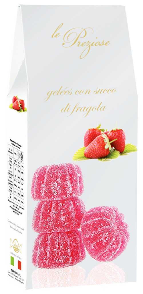 Le Preziose Italian Fruit Jelly Sweets with Fruit Juice 7.9oz (Strawberry) - Beauty and Blossom