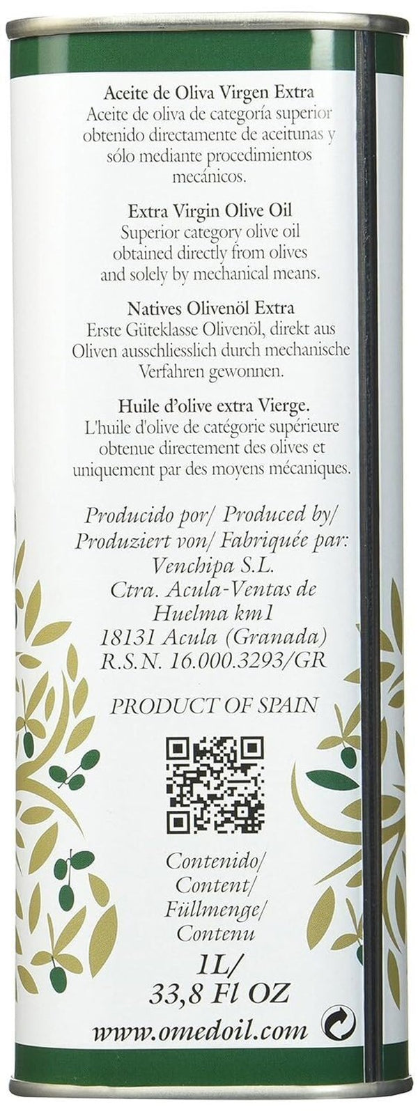 O-Med Arbequina Extra Virgin Olive Oil - 1000 ML (33.8 Fl Oz) - Beauty and Blossom