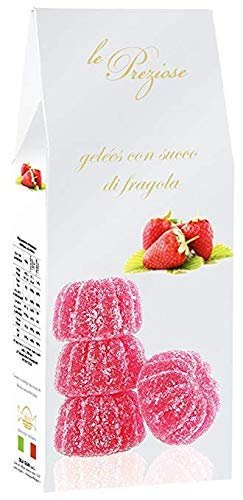 Le Preziose Gourmet Italian Fruit Jelly Sweets with Fruit -Variety of 3- Orange Lemon, Berry Raspberry, and Strawberry. ( 3 Items) Made in Italy