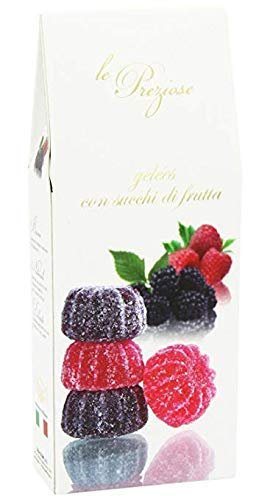 Le Preziose Gourmet Italian Fruit Jelly Sweets with Fruit -Variety of 3- Orange Lemon, Berry Raspberry, and Strawberry. ( 3 Items) Made in Italy