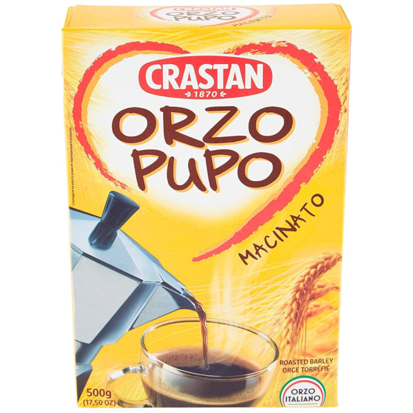 Crastan 1870 Instant Barley Coffee Substitute 17.5 oz. (500g) Roasted Ground Barley - Orzo Pupo Macinato - Grain Coffee Substitute - Mugicha, Boricha, Damaicha, Cevada - Orzo Solubile - Tea Beverage