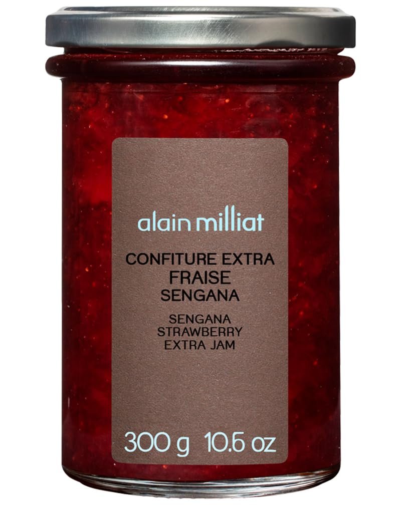 Alain Milliat Sengana Strawberry Jam, 10.6 Oz (One 300g Glass Jar) | GMO-Free | Imported from France