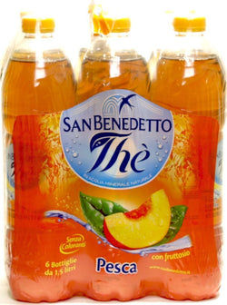 San Benedetto Peach Iced Tea - (Imported From Italy) BIG 1.5 Liter / 50.55 Oz Plastic Bottle (Pack of 6)