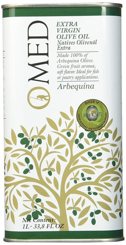 O-Med Arbequina Extra Virgin Olive Oil - 1000 ML (33.8 Fl Oz)