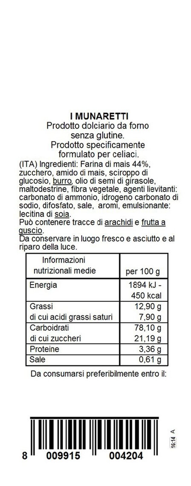 The Venetian Munaretti Biscuits Gluten Free 300g