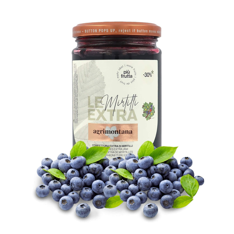 Agrimontana Blueberries Extra Jam, Le Extra Line, 330 Grams / 11.64 Ounces