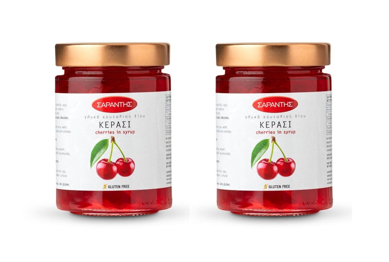 Sarantis, Greek Sour Cherry Fruit Sweet in Syrup, 16 oz (Pack of 2) - Beauty and Blossom