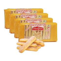 Savioardi, Mont Blanc Lady Fingers for Tiramisu, Old World Champagne Finger Biscuits, All-natural, Classic Italian Sponge Fingers Cookies for Tiramisu Cake, Low Fat, 7 Oz (Pack of 4)