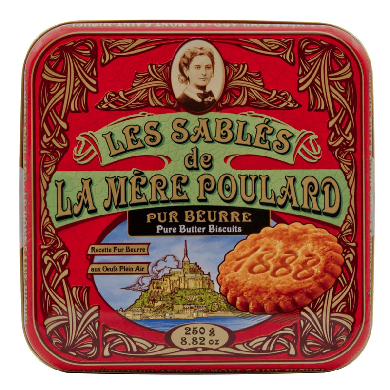 La Mere Poulard Large Galettes - Large Shortbread cookies from France, Metal Gift tin 8.8oz