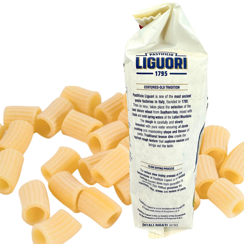 Pastificio Liguori Ditali Pasta 1 lb. (454g)(Pack of 2) Tubetti Pasta - Tubettini Pastina - Ditalini - Bronze Cut - Similar to Stellini - Anellini - Gragnano - Tiny Noodle Tubes for Soups