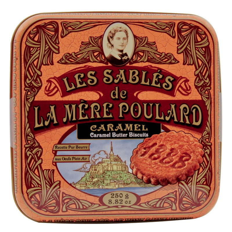 Les Sables au Caramel de La Mere Poulard Caramel Butter Cookies, 8.8 oz tin