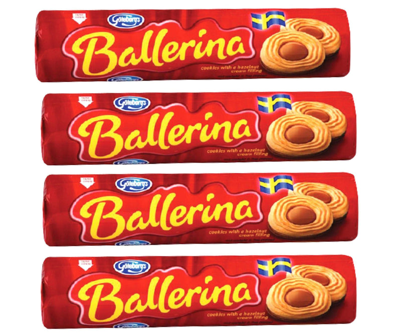Ballerina Swedish Cookies- Vanilla & Chocolate Cookies With Hazelnut Cream (Original) 6.7 ounce (Pack of 4)