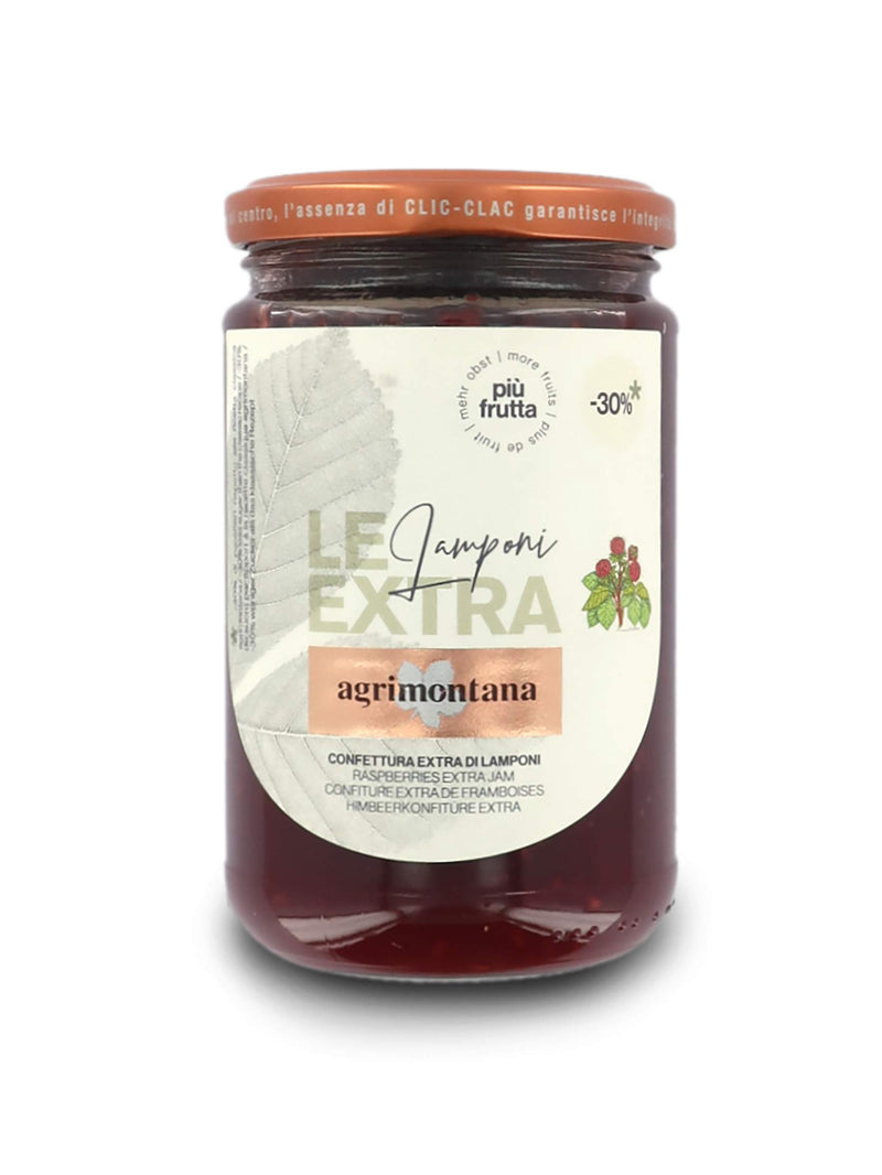 Agrimontana Raspberries Extra Jam, Le Extra Line, 330 Grams / 11.64 Ounces
