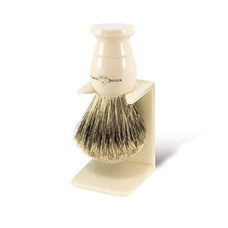 Edwin Jagger Handmade Best Badger Medium Shaving Brush with Drip Stand, Imitation Ivory - Beauty and Blossom