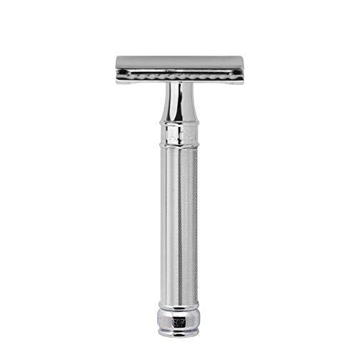 Double Edge Safety Razor, Long Handle , Blue - Beauty and Blossom