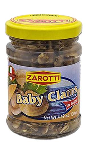 Baby Clams in Brine Vongole 4.59 Oz - Product of Parma Italy 2 Pack- Glass