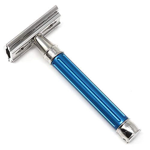 Edwin Jagger 3ONE6 DE Stainless Steel Safety Razor, Grooved, 1x Pack of DE Razor Blades - Beauty and Blossom