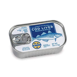 Icelandic Cod Liver Tins Packed in its Own Oil, 4-ounces (Case of 12), Product of Iceland