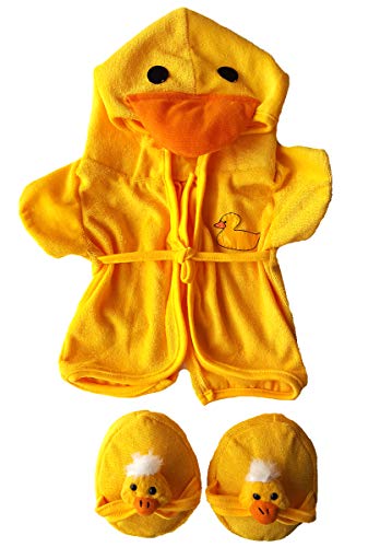 Duck Robe & Slippers Pajamas Outfit Teddy Bear Clothes Fit 14" - 18" Build-A-Bear and Make Your Own Stuffed Animals - Beauty and Blossom