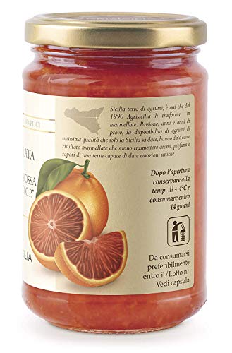 Agrisicilia Sicilian Jam and Marmalade 12.7oz Made in Italy (Sicilian Blood Orange, 2 Pack)