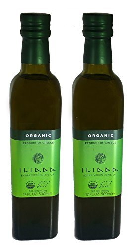 Iliada Organic Greek Extra Virgin Olive Oil First Cold Press NON GMO - Kosher - 500ML - 2 Pack