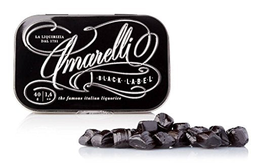 Amarelli tins Pure Liquorice Extract, The Famous Italian Liquorice, Black Label - 1.4 Oz (40 Gm) Each x 2 Tins - Beauty and Blossom