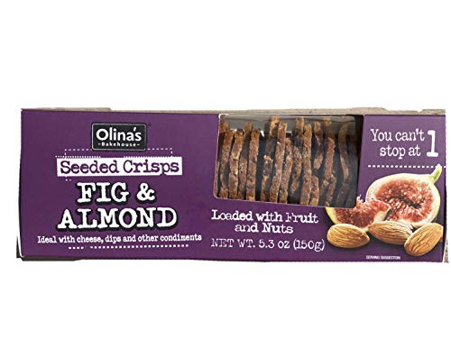 Olina's Bakehouse Seeded Crisps FIG and ALMOND 5.3 oz (3 pack) crackers. Loaded with fruit and nuts!