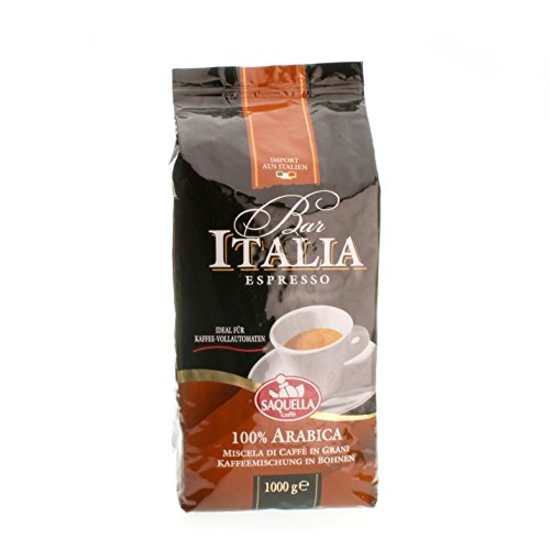 Saquella Bar Italia Slow Roasted Gourmet Italian Espresso "100% Arabica" Espresso Coffee Beans 1000G (2.2lb)