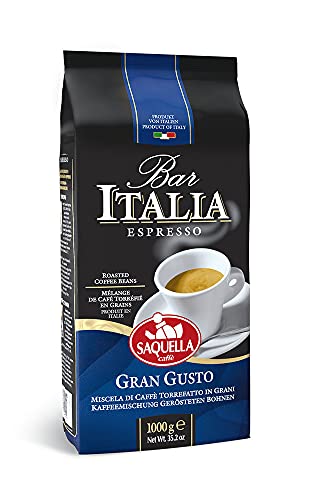 Saquella Kaffee Bar Italia Gran Gusto Espresso Coffee Beans 1000 Grams 2.2 Pounds