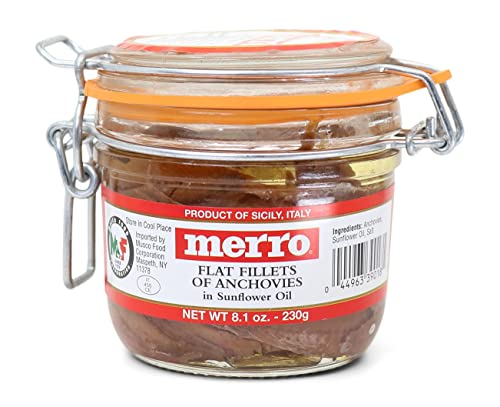Merro - Sicilian Flat Fillets of Anchovies, (1)- 8.1 oz. Jar by Merro…