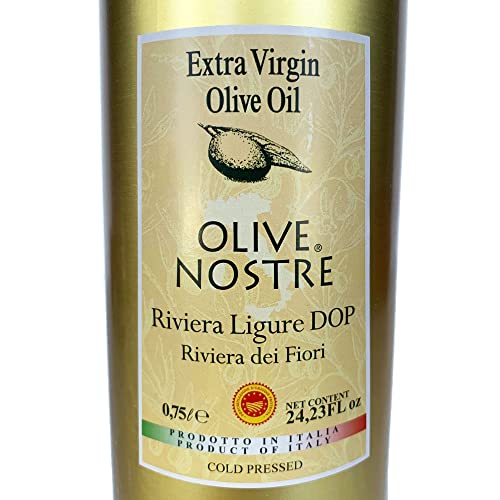 Frantoio di Sant'Agata d'Oneglia Olive Nostre Riviera Ligure DOP - Ligurian Extra Virgin Olive Oil made with 100% Taggiasca Olives 750ml (25.36 fl oz)