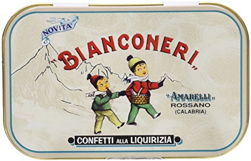 Amarelli Bianconeri - Sugar Coated Licorice - Mint & Vanilla Flavoured Liquorice 50g Tin