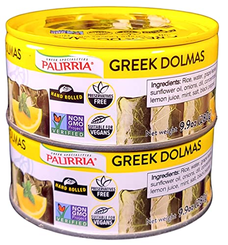 Palirria Stuffed Vine Leaves Two Pack Greek Dolmas Ready to Eat Easy Open Cans
