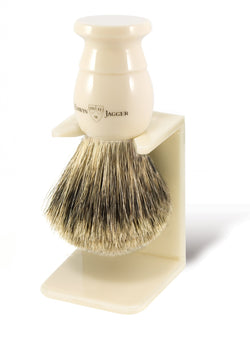 Imitation Ivory Best Badger Shaving Brush And Stand (Medium) - Beauty and Blossom
