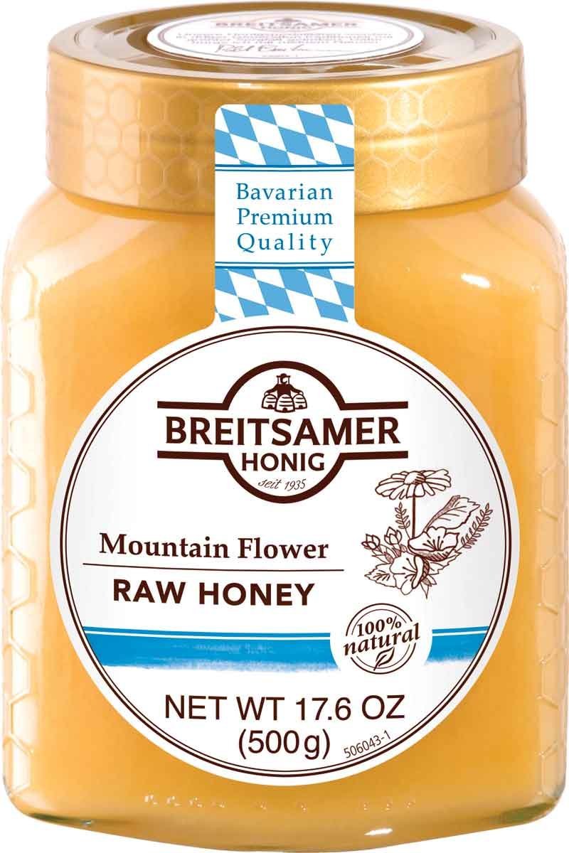 Breitsamer Mountain Flower Raw Honey in Jar, 17.6 Ounce (Pack of 6) - Beauty and Blossom