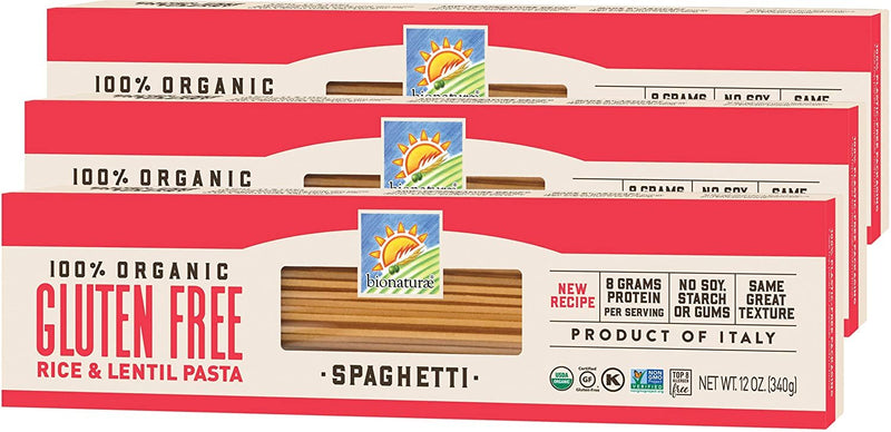 Bionaturae Spaghetti Gluten-Free Pasta | Rice and Lentil Spaghetti Pasta | Non-GMO | Lower Carb | Kosher | USDA Certified Organic | Made in Italy | 12 oz (3 pack) - Beauty and Blossom