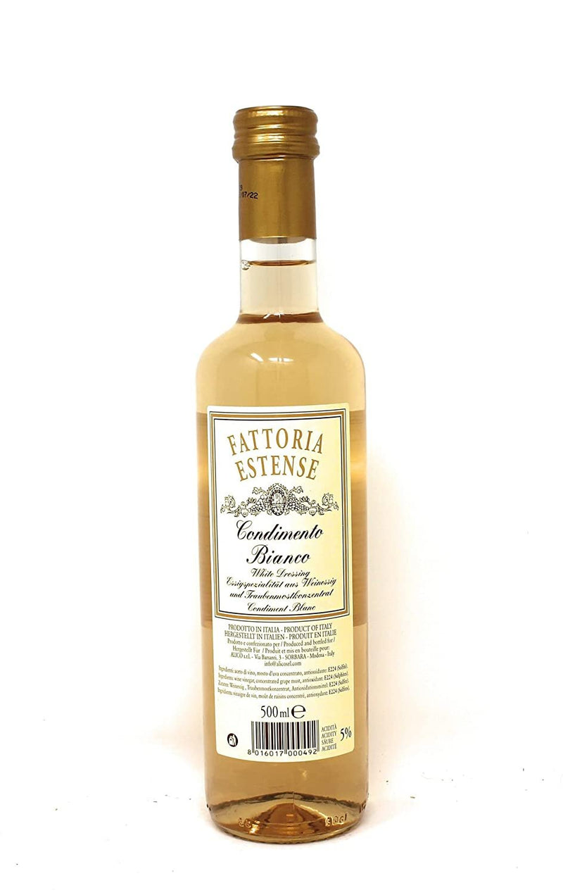 Delicious Traditional White Balsamic Vinegar from Modena Italy -Fattoria Estense - Excellent on salads and vegetables, 16.9 oz. - Beauty and Blossom