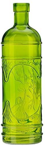 Couronne Company 16.1oz Lime Green Olive Leaf Multi-Purpose Kitchen Olive Oil, Liquid Hand, Dish Soap Decorative Glass Bottle Dispenser Designer Glass Bottle with Perfect Pour Stainless Steel Spout - Beauty and Blossom